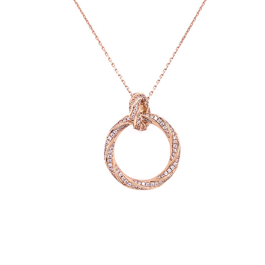 14ct Yellow Gold Double Circle Cubic Zirconia Necklace (NEW!)