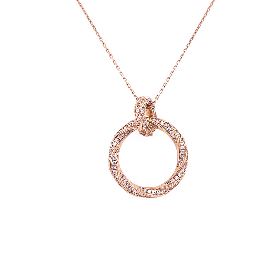 14ct Yellow Gold Double Circle Cubic Zirconia Necklace (NEW!)