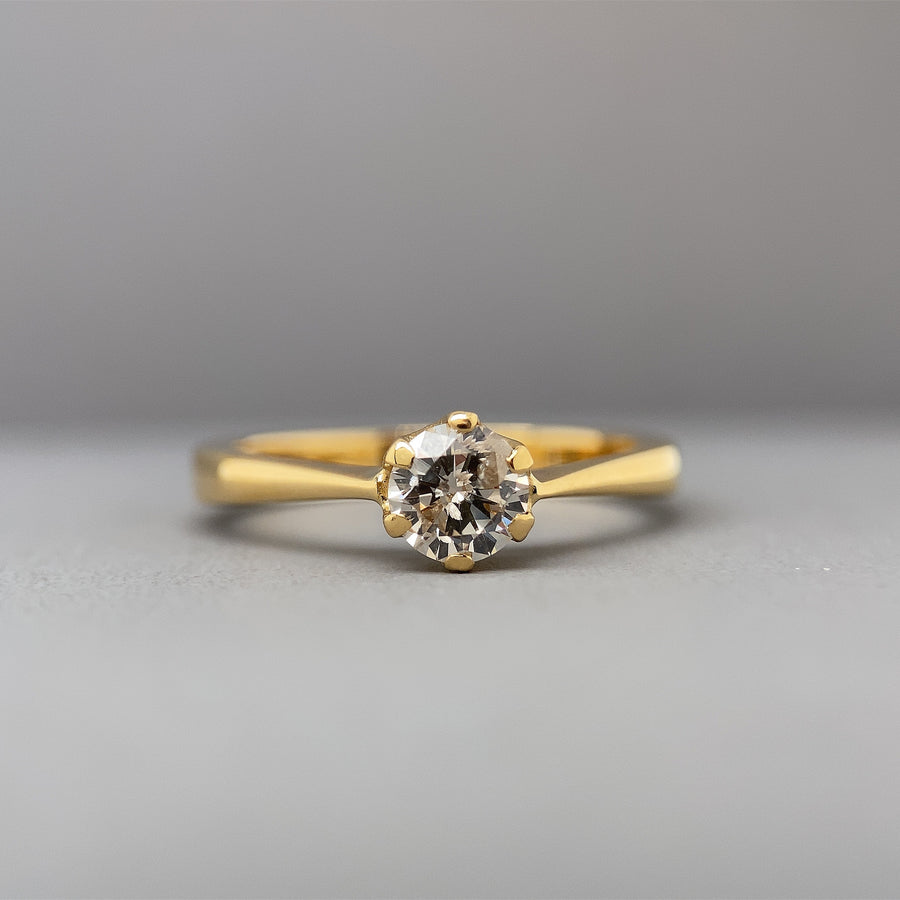 18ct Yellow Gold Single Stone Diamond Ring (c. 0.45ct) - Size I 1/2