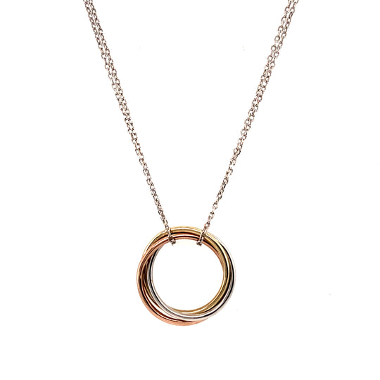 Sterling Silver Chain and Tri-Colour Triple Loop Pendant 15" (NEW!)