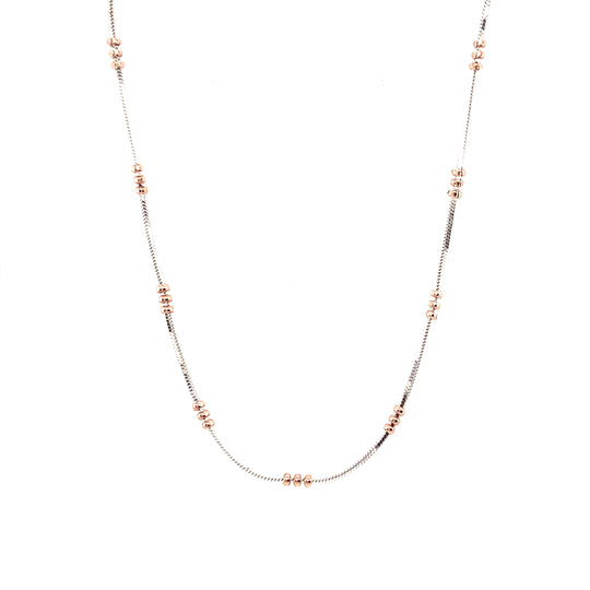 Sterling Silver Bi-Colour Bead Necklace 16" (NEW!)