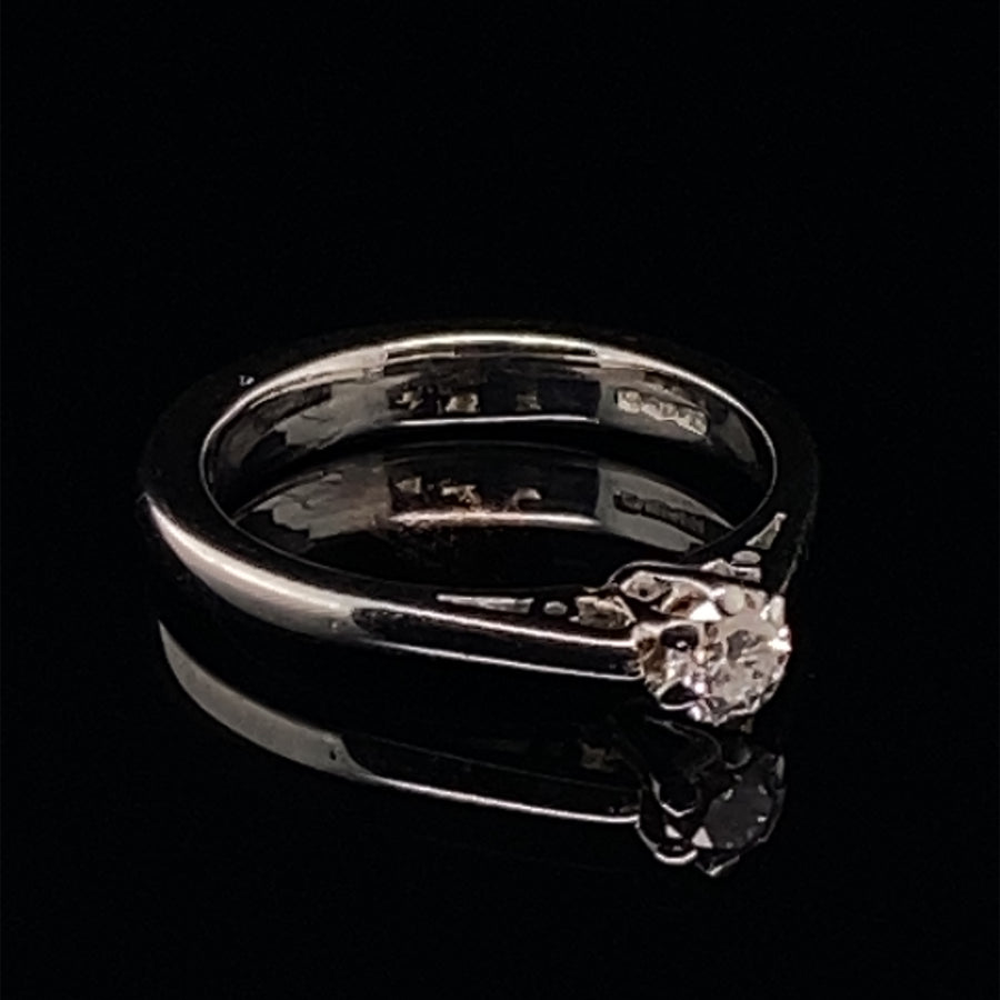 Platinum Diamond Solitaire Ring (c. 0.15-0.20ct) - Size L