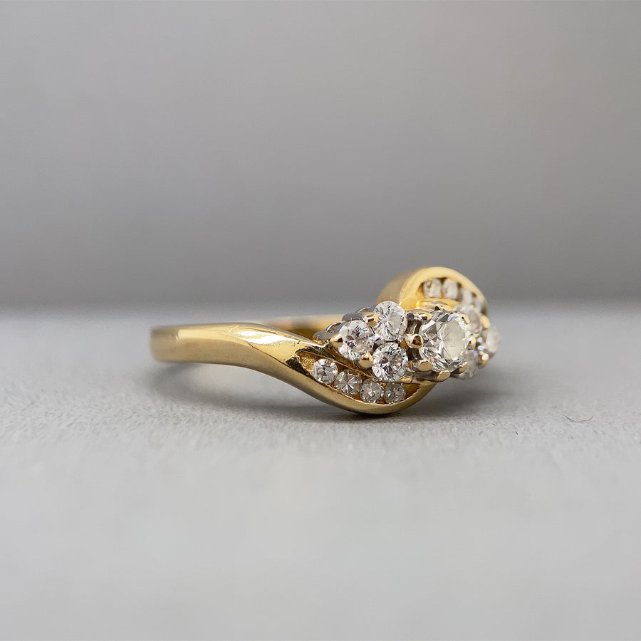 18ct Yellow Gold Diamond Fancy Ring (c. 0.45-0.50ct) - Size L 1/2