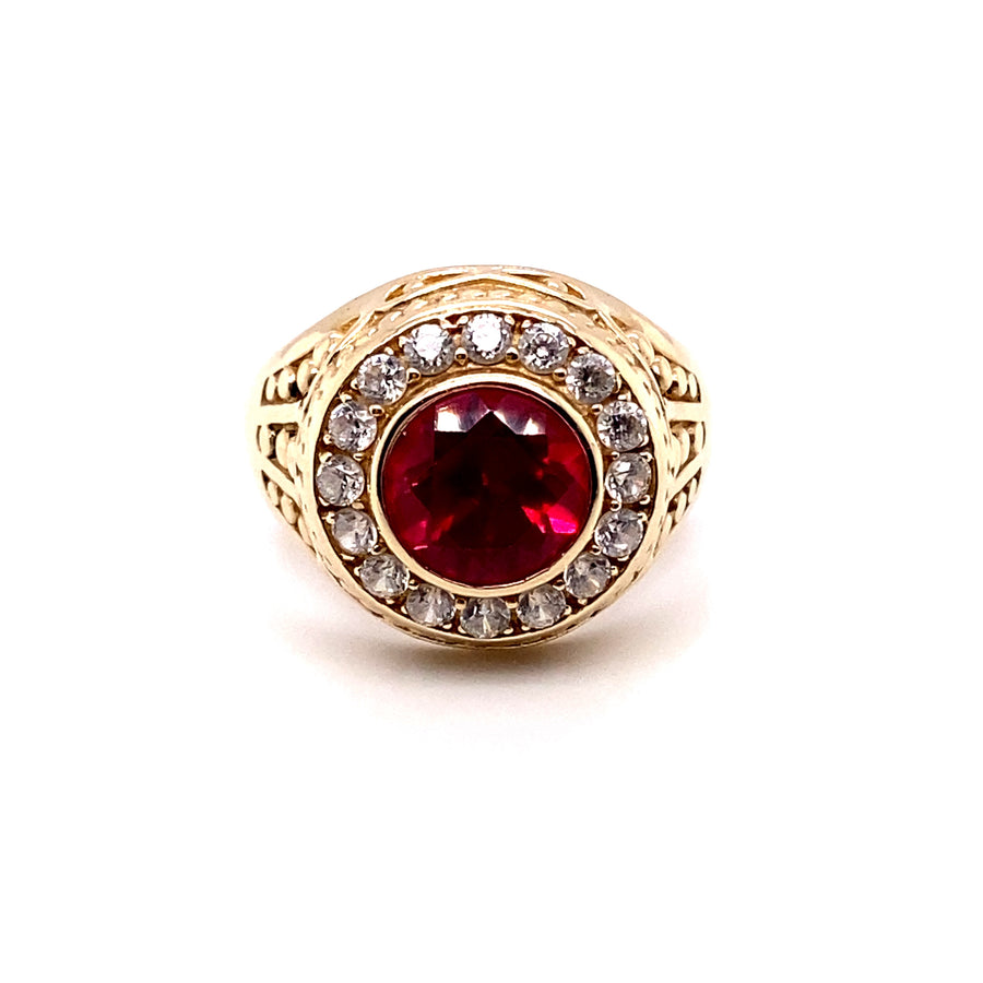 Mens red hot sale stone ring