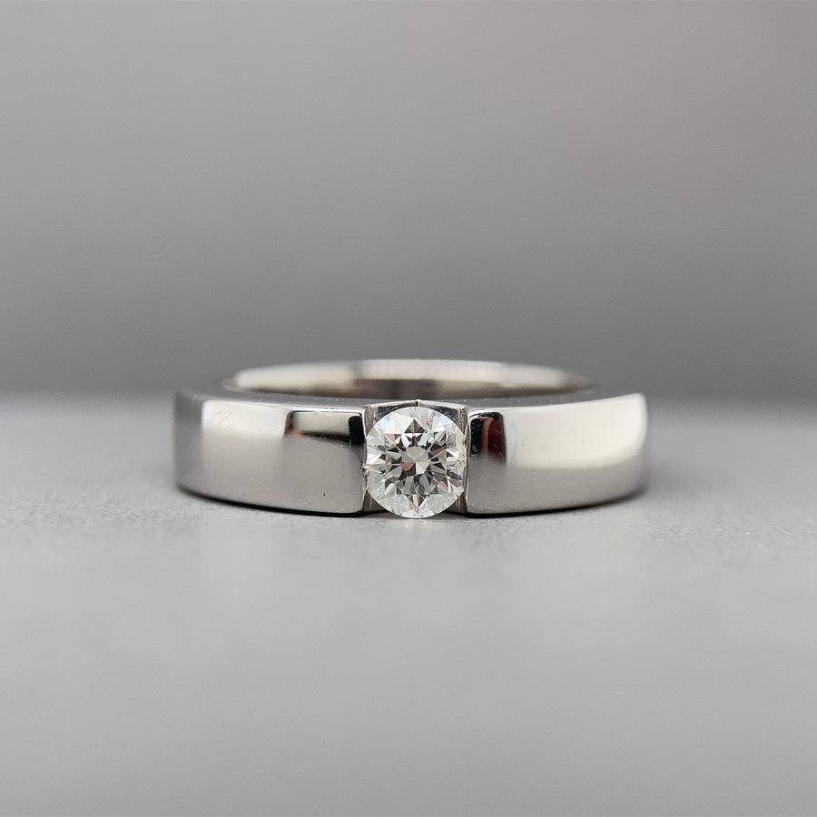 18ct White Gold Single Stone Diamond Ring (c. 0.33ct) - Size L