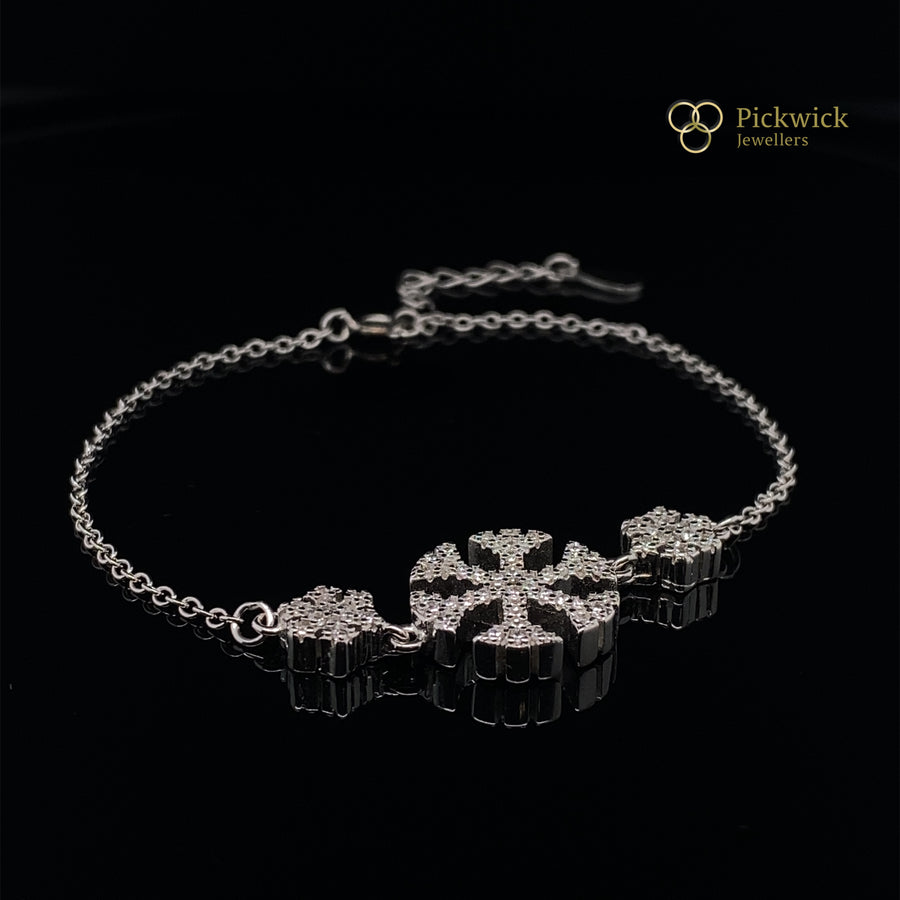 Sterling Silver Cubic Zirconia Snowflake Bracelet (NEW!)
