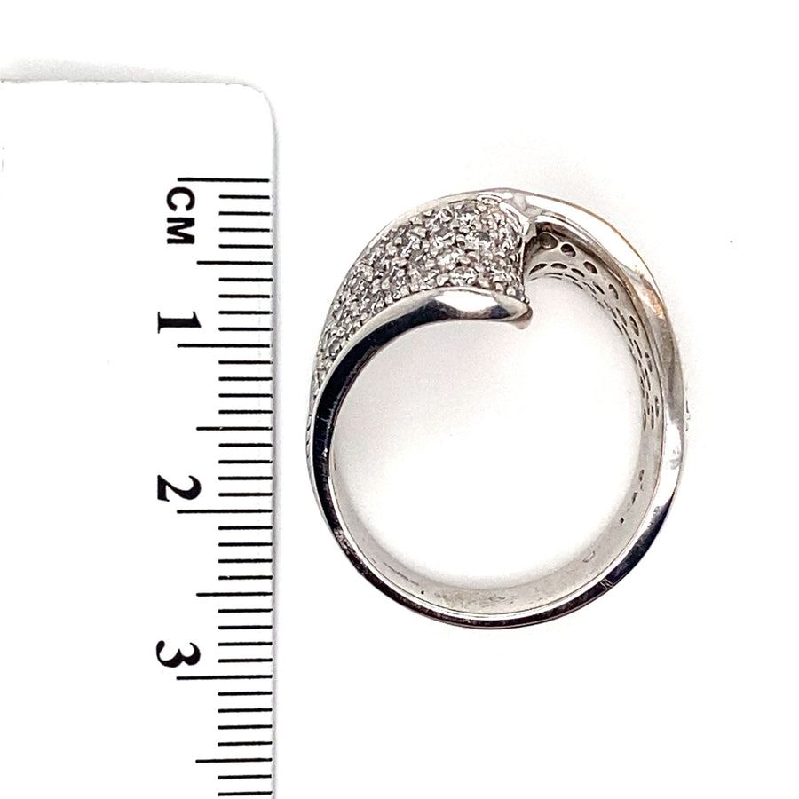 9ct White Gold Diamond Swirl Ring (c. 1.25ct) - Size N