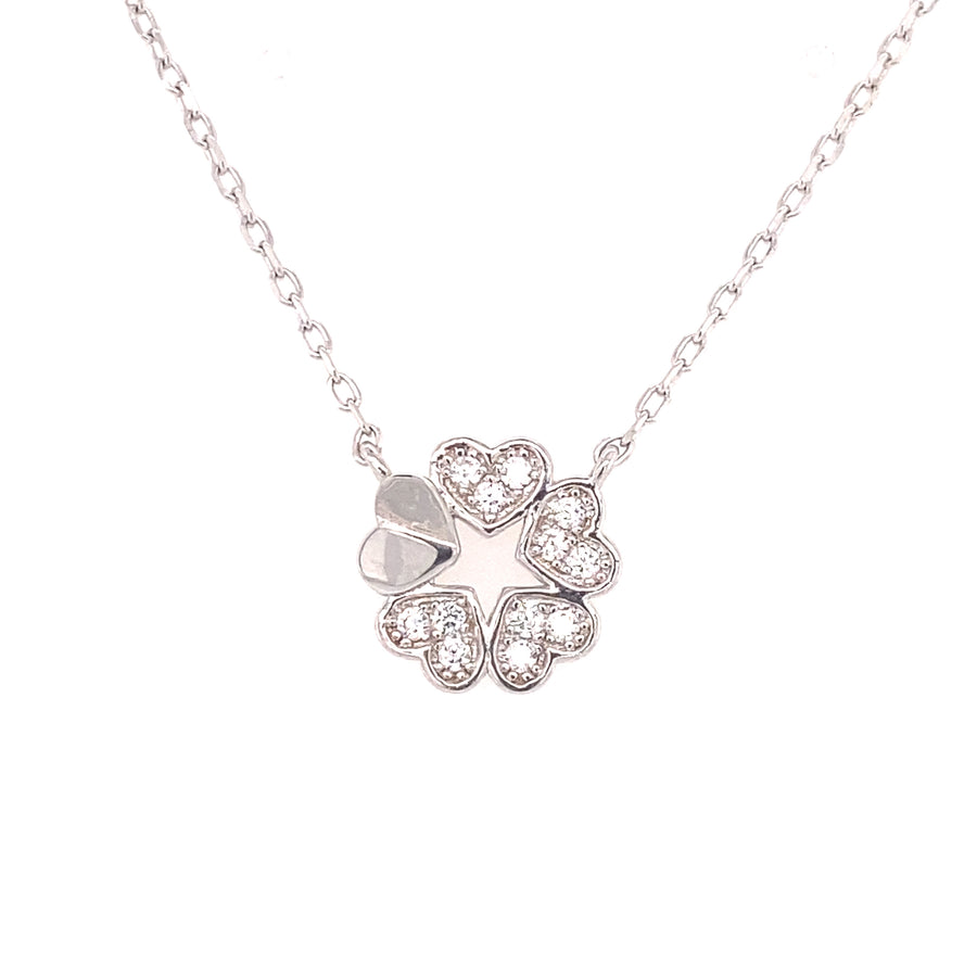 Sterling Silver Cubic Zirconia Hearts Necklace (NEW!)