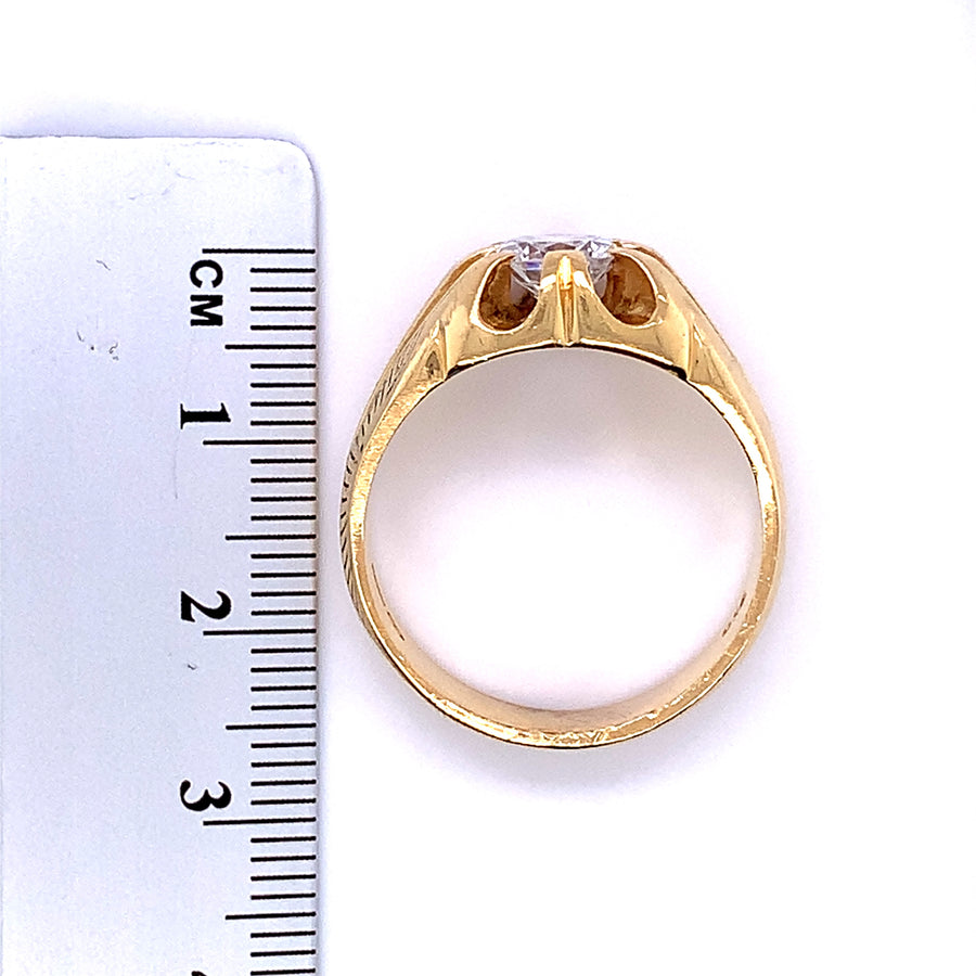 18ct Yellow Gold Cubic Zirconia Ring - Size U