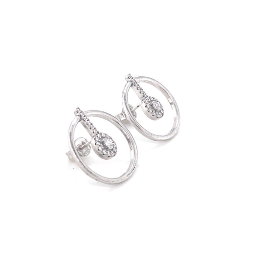 Sterling Silver Circle Cubic Zirconia Stud Earrings (NEW!)