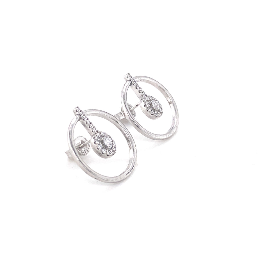 Sterling Silver Circle Cubic Zirconia Stud Earrings (NEW!)