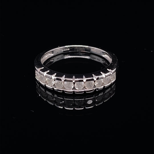 9ct White Gold Half Eternity Diamond Ring (c. 0.50ct) - Size N