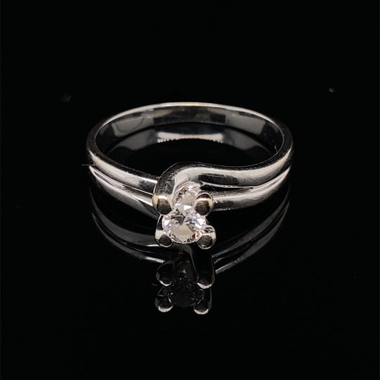 9ct White Gold Single Stone Diamond Ring (c. 0.15-0.20ct) - Size N