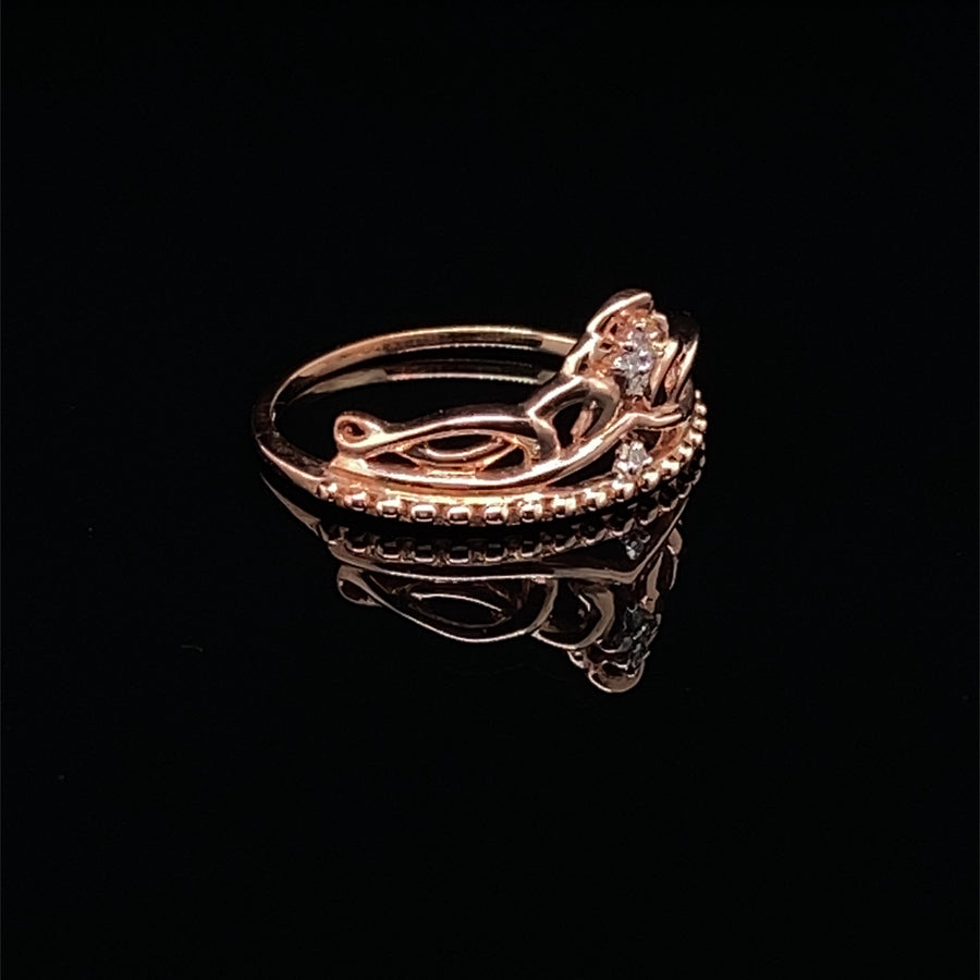 14ct Rose Gold Lance Fischer Diamond Ring (c. 0.019ct) - Size M