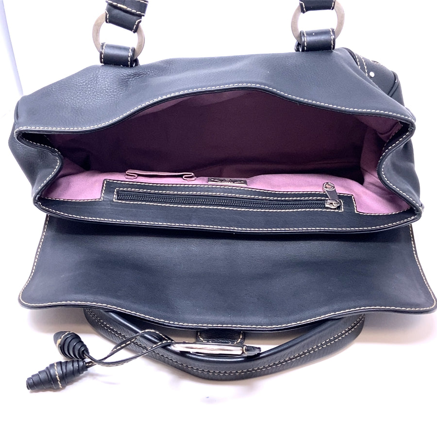 Pre-Owned Bally Stitch Buckle Black Hobo Bag