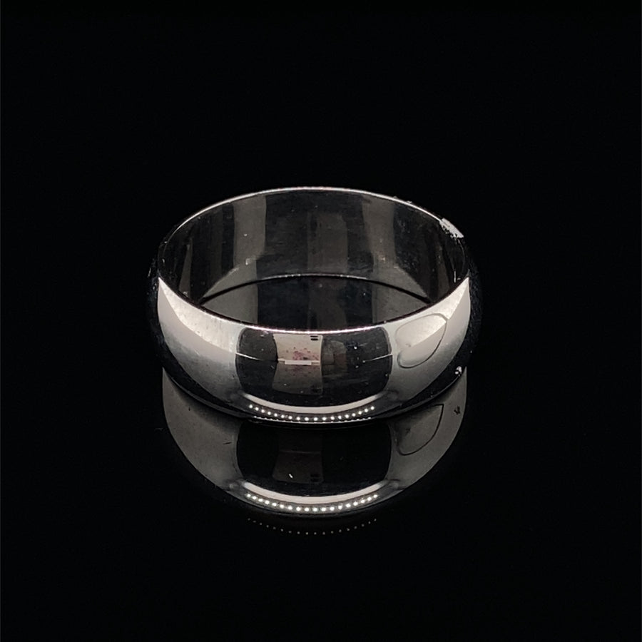 9ct White Gold Plain Band Ring - Size R 1/2