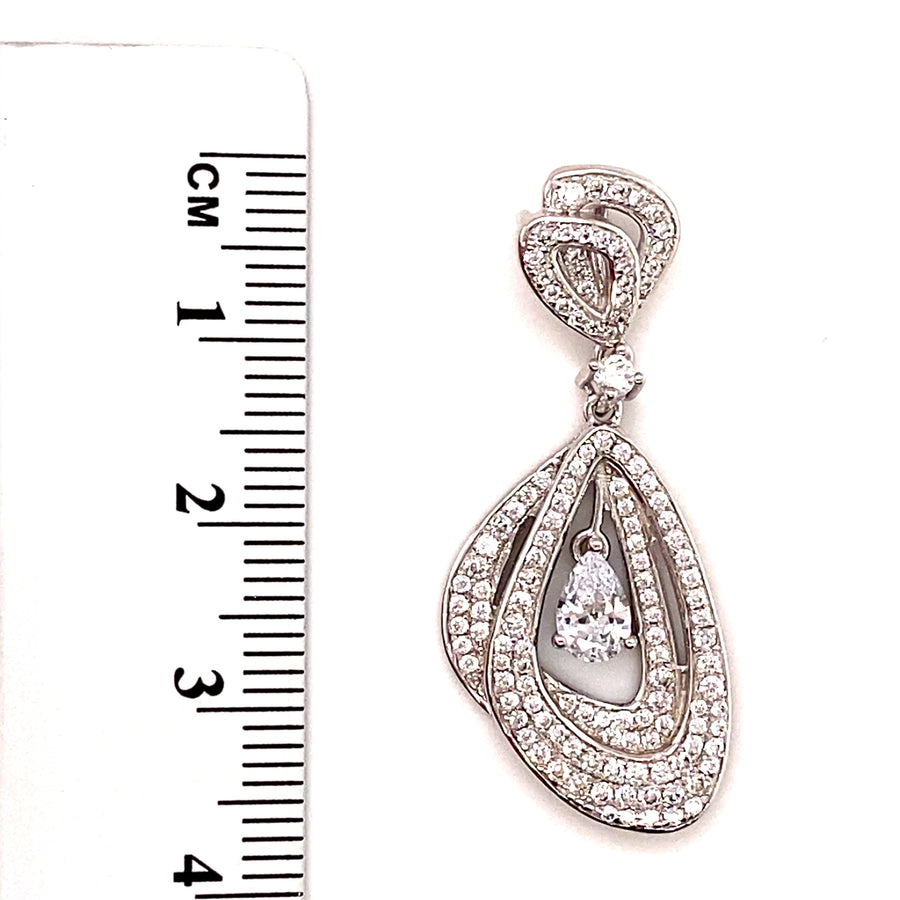 Sterling Silver Cubic Zirconia Fancy Drop Pendant (NEW!)