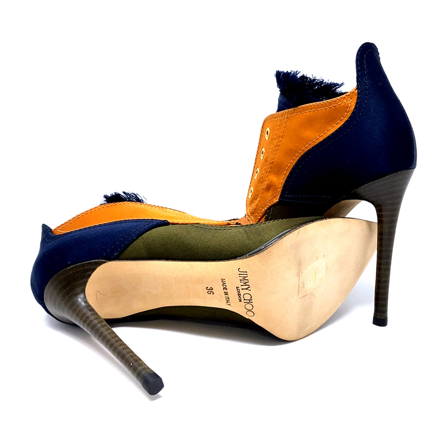 Pre-Owned Jimmy Choo Multi-Colour Satin Stiletto Heels - UK Size 3 (EU 36)
