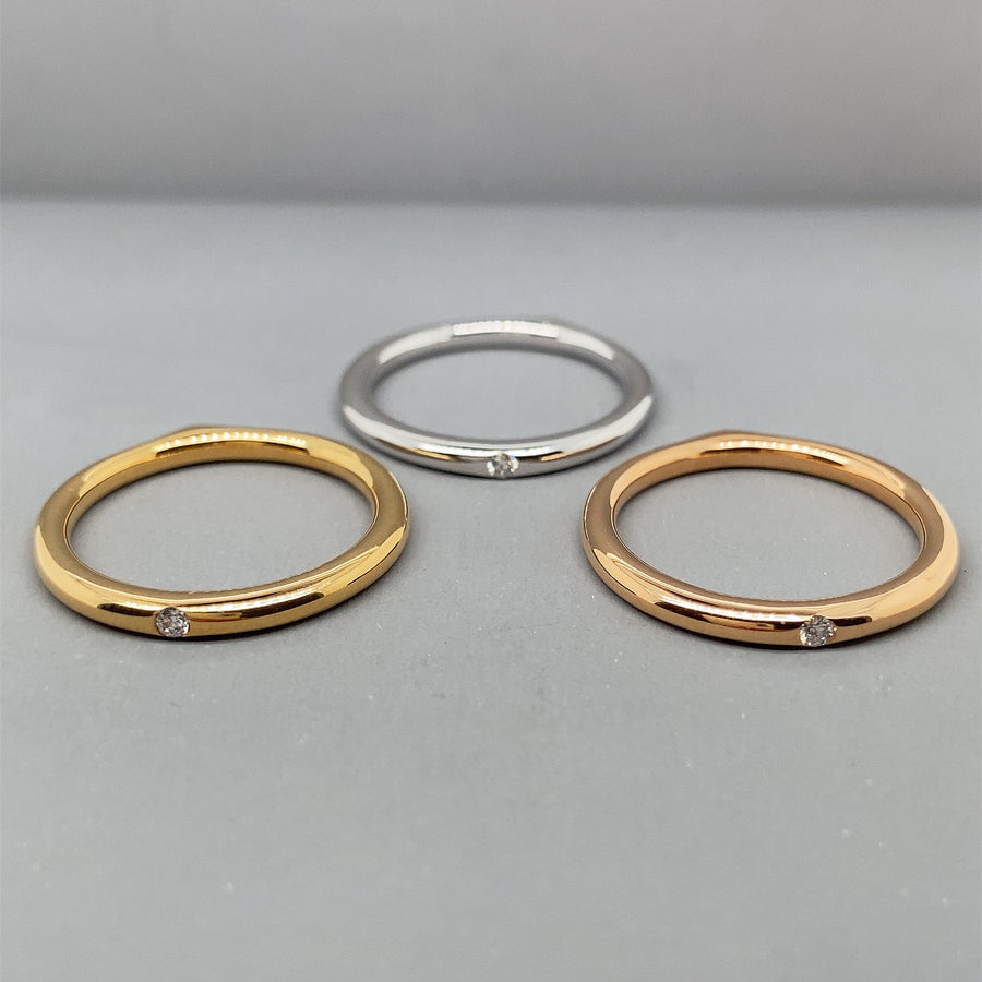 18ct Tri-Colour Gold Kat Florence Three Ring Set - Size M 1/2