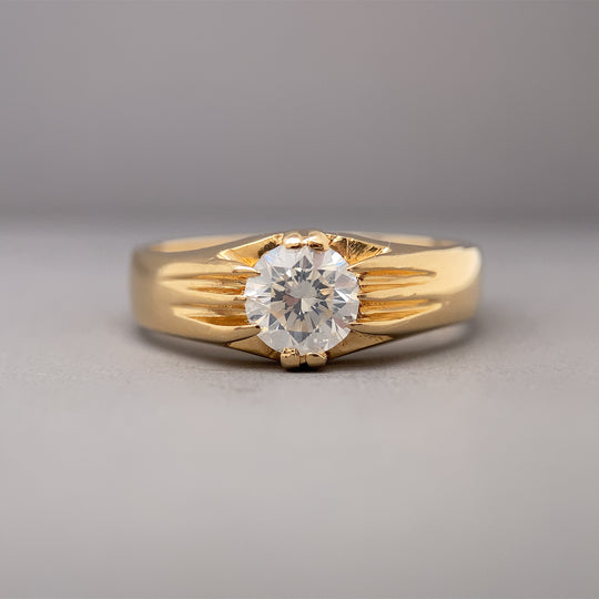 14ct Yellow Gold Single Stone Diamond Ring (c. 1.00ct) - Size T