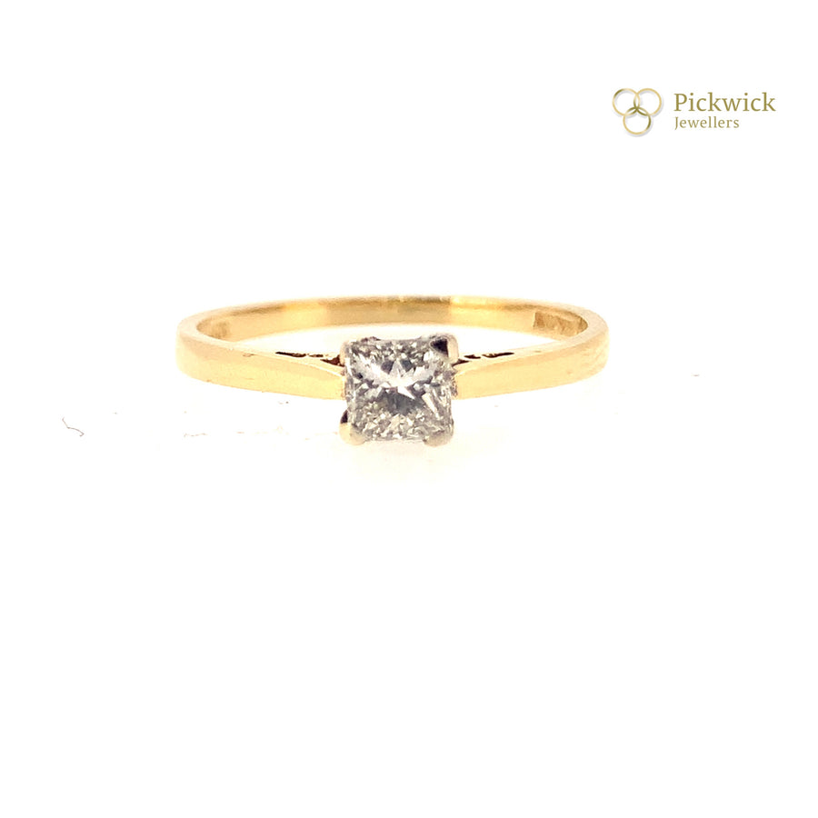 18ct Yellow Gold Engagement Diamond Ring (c. 0.30-0.35ct) - Size L 1/2