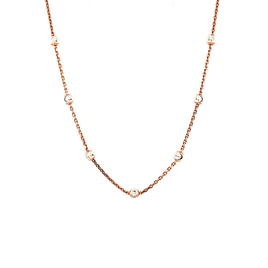 Sterling Silver Rose Colour Bead Link Chain 22" (NEW!)