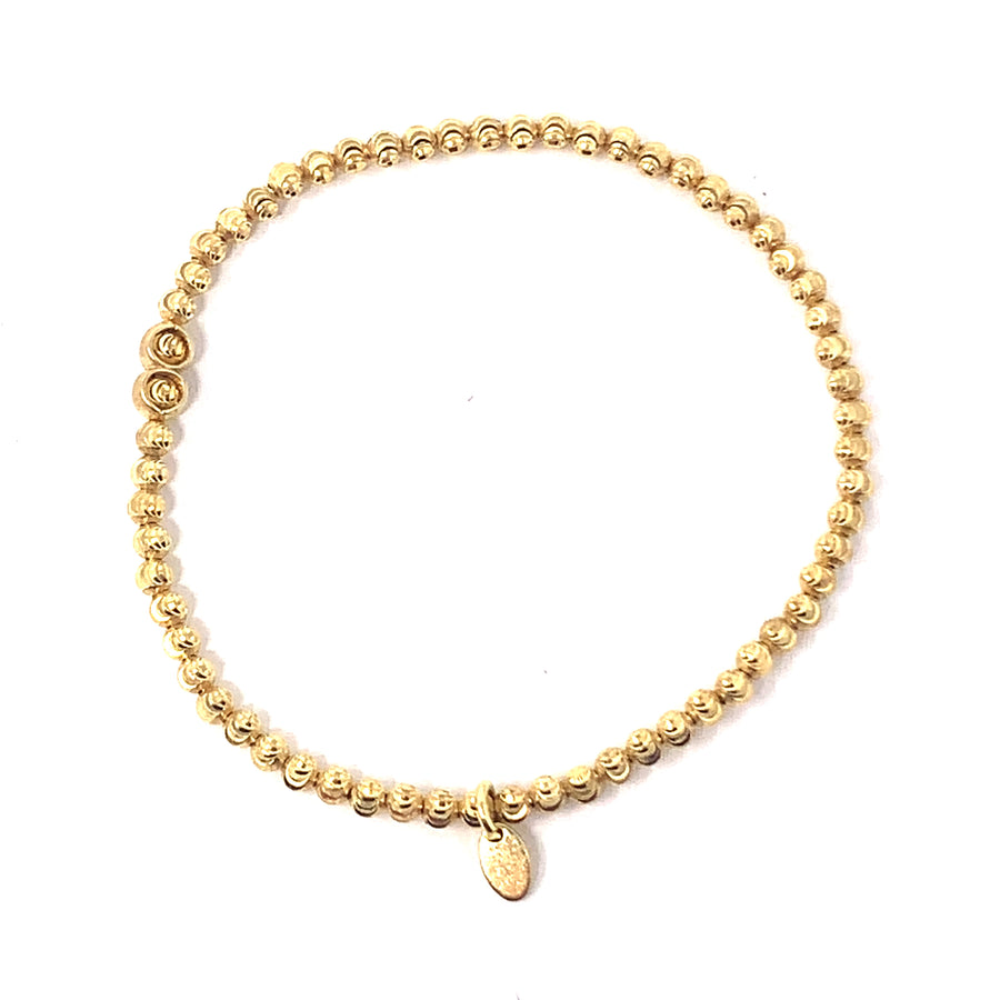 Sterling Silver Gold Tone Stretchy Bead Bracelet (NEW!)