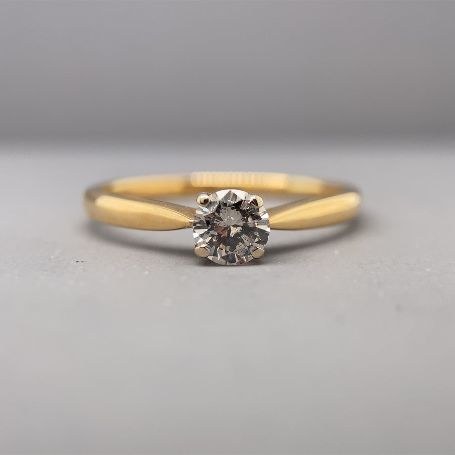 18ct Yellow Gold Single Stone Diamond Ring (c. 0.30ct) - Size N