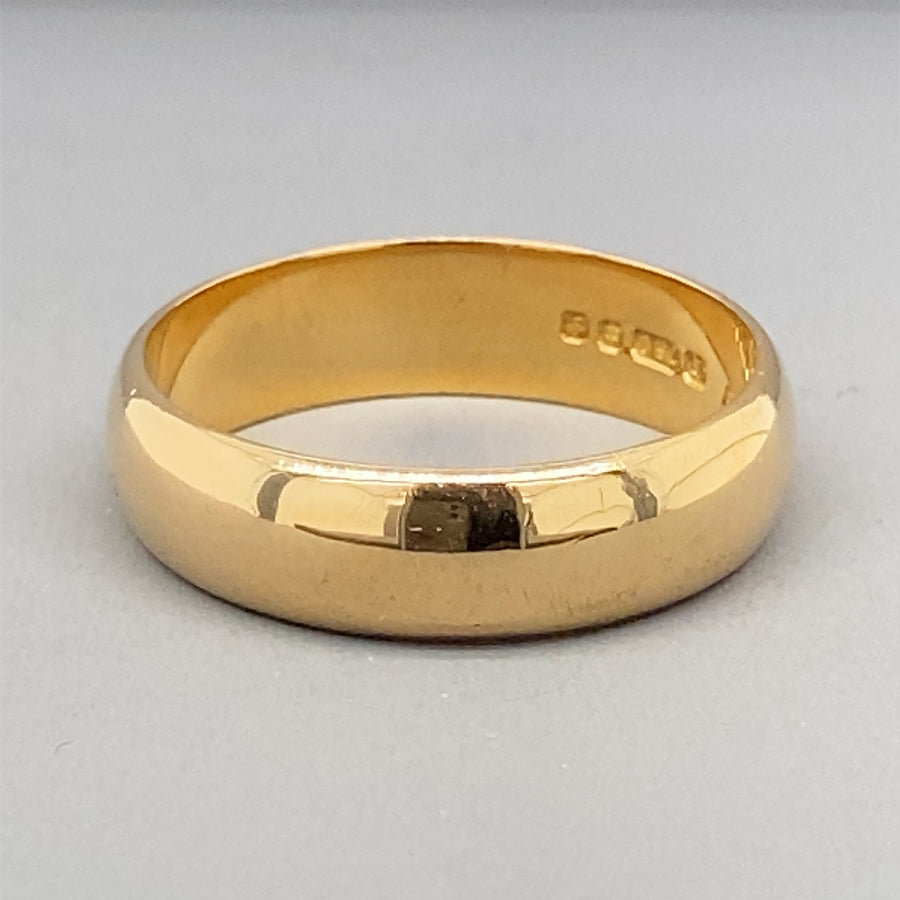 18ct Yellow Gold Plain Band Ring - Size S 1/2