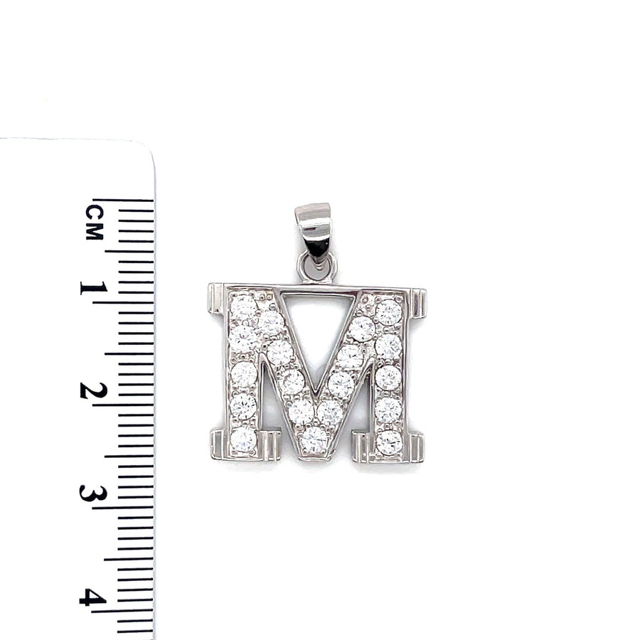 Sterling Silver Cubic Zirconia Initial M Pendant (NEW!)