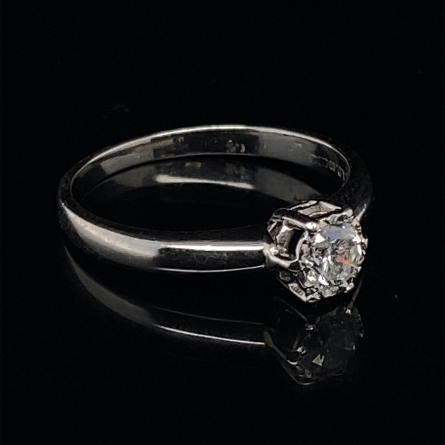 18ct White Gold Diamond Solitaire Ring (c. 0.32ct) - Size M