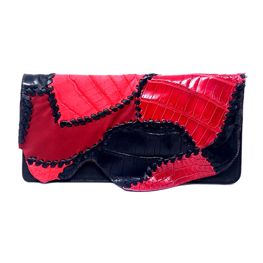 Pre-Owned Pierre Balmain Red Ultimate Croco Clutch Bag