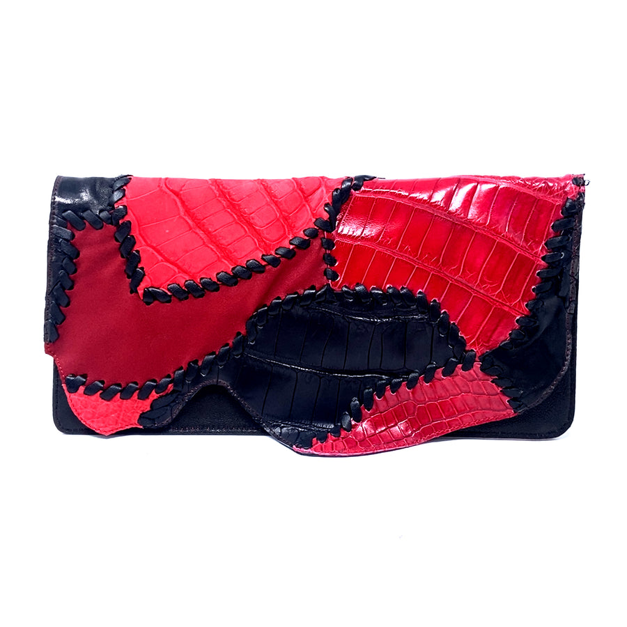 Pre-Owned Pierre Balmain Red Ultimate Croco Clutch Bag