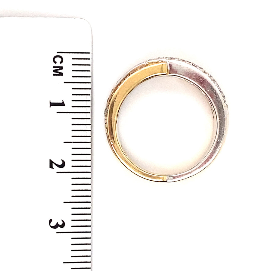 18ct Bi-Colour Diamond Crossover Ring (c. 0.45-0.50ct) - Size K