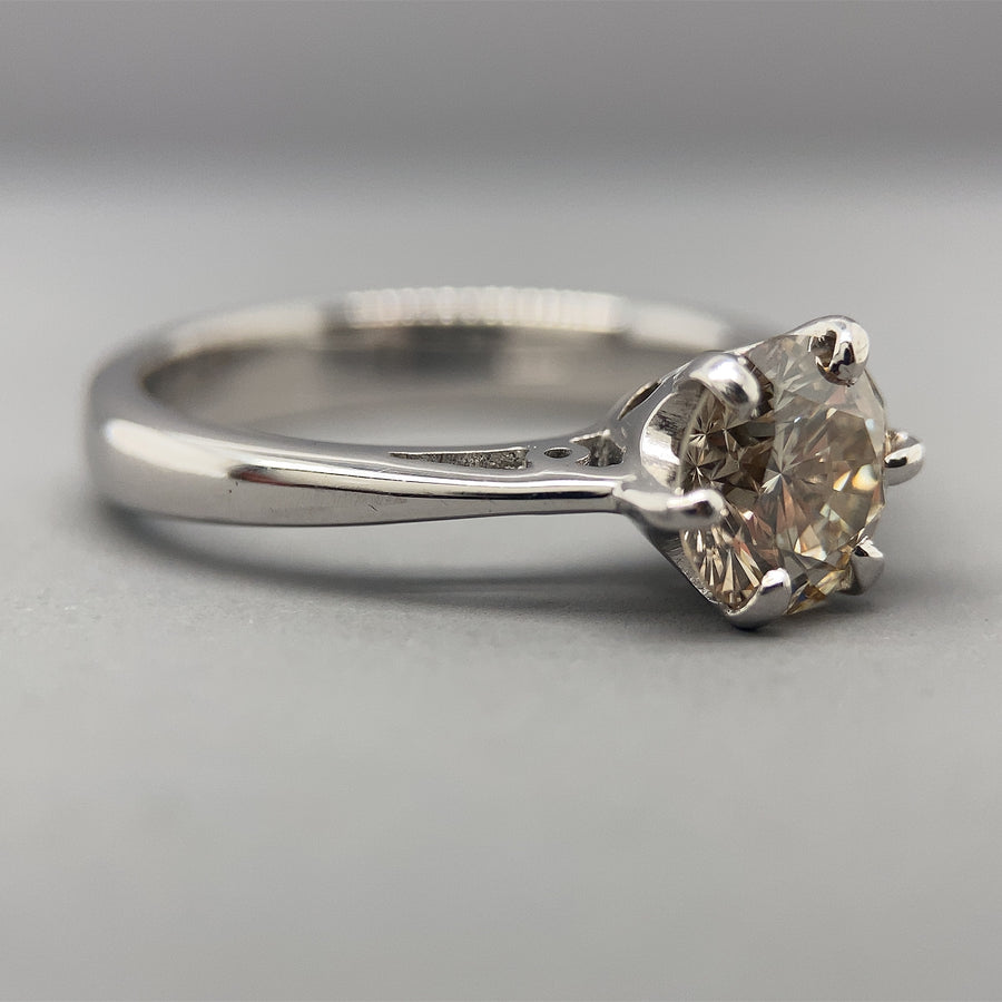 18ct White Gold Single Stone Diamond Ring (c. 1.15ct) - Size I 1/2