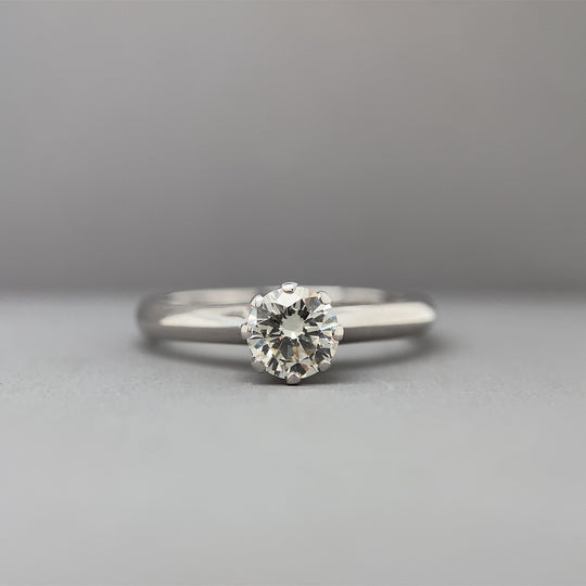 18ct White Gold Single Stone Diamond Ring (c. 0.52ct) - Size L 1/2