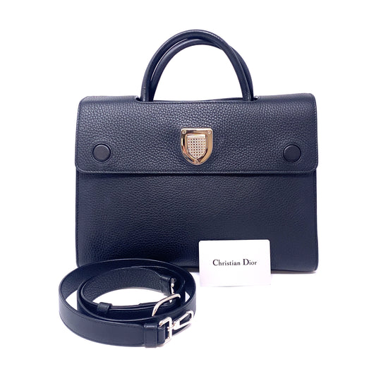 Pre-Owned Christian Dior 'Diorever' Black Leather Satchel Bag