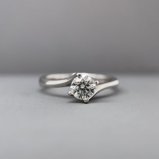 18ct White Gold Single Stone Diamond Ring (c. 0.45ct) - Size K