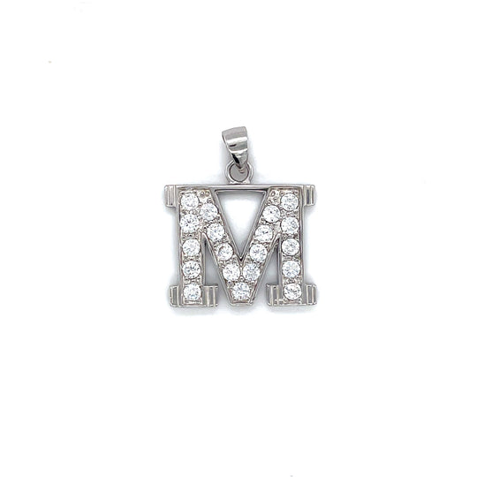Sterling Silver Cubic Zirconia Initial M Pendant (NEW!)