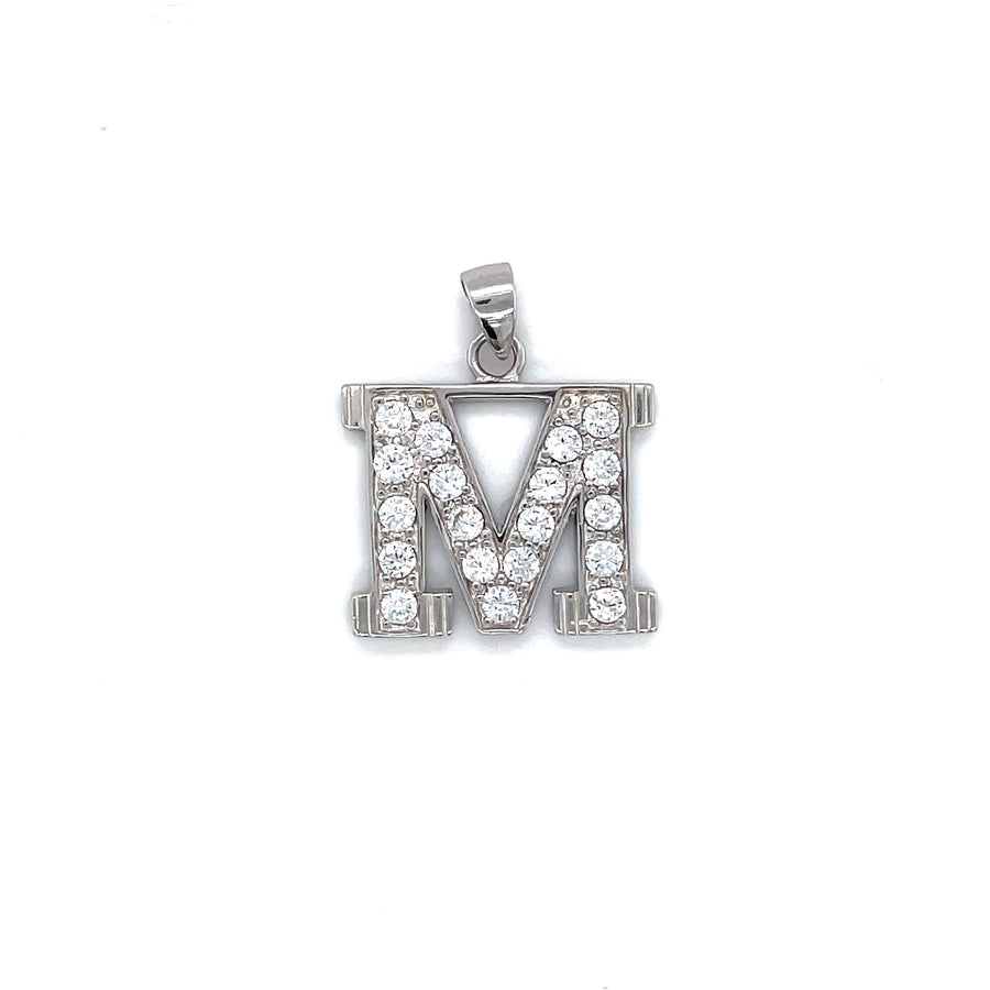 Sterling Silver Cubic Zirconia Initial M Pendant (NEW!)