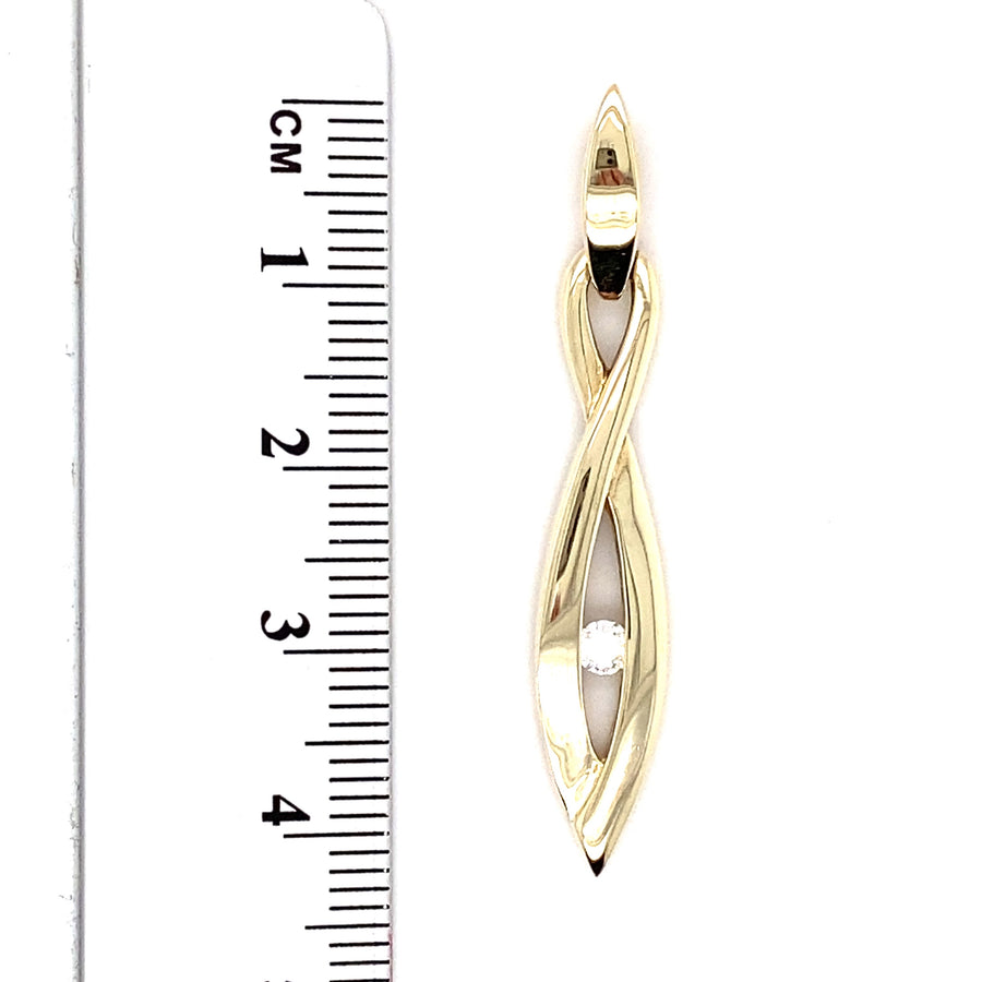 9ct Yellow Gold Single Stone Cubic Zirconia Fancy Drop Pendant