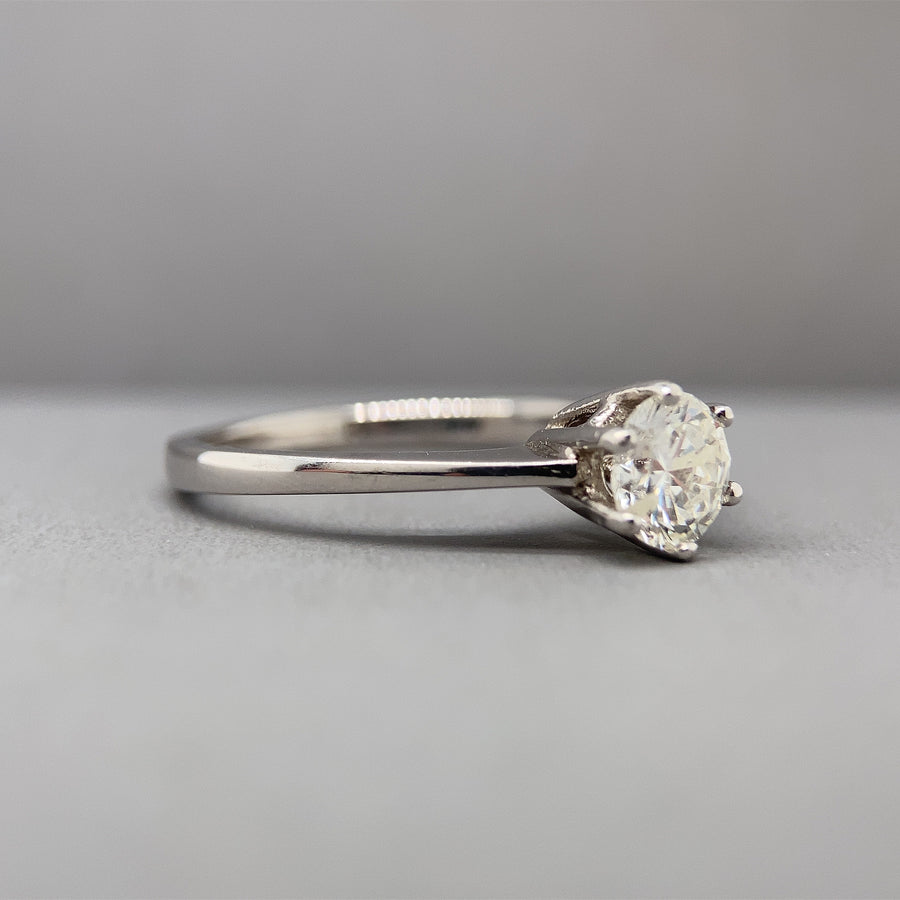 18ct White Gold Single Stone Diamond Ring (c. 0.75ct) - Size P 1/2