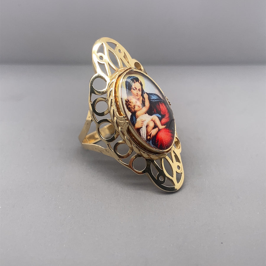 14ct Yellow Gold Fancy Saint Maria Ring - Size R (NEW!)