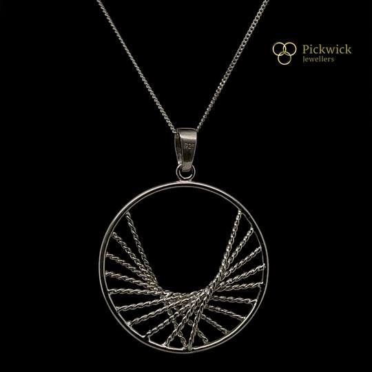 Sterling Silver Round Bars Pendant and Chain (18") (NEW!)