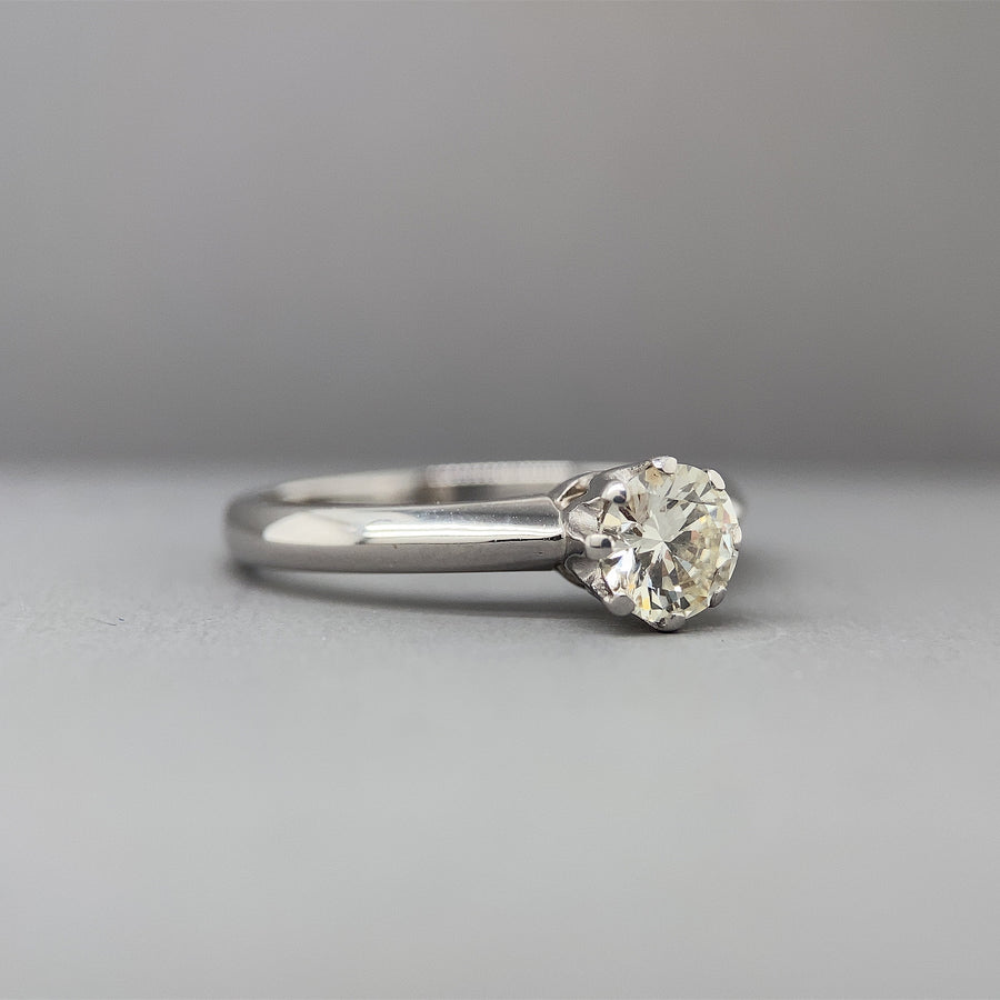 18ct White Gold Single Stone Diamond Ring (c. 0.52ct) - Size L 1/2