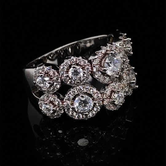 Sterling Silver Cubic Zirconia Fancy Dress Ring - Size L (NEW!)