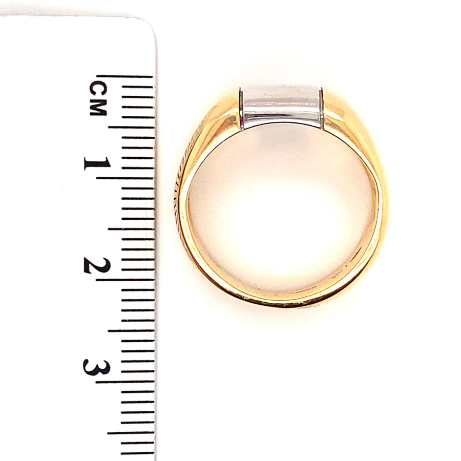 18ct Bi-Colour Diamond Signet Ring - Size N 1/2