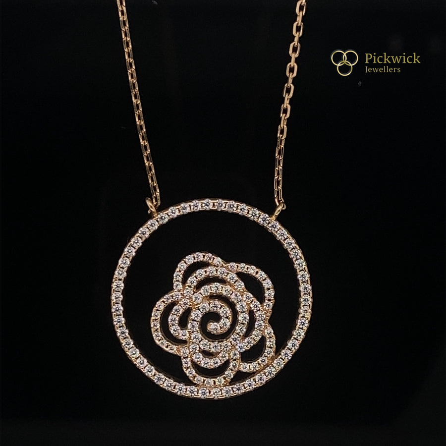 14ct Yellow Gold Cubic Zirconia Flower Necklace (18") (NEW!)