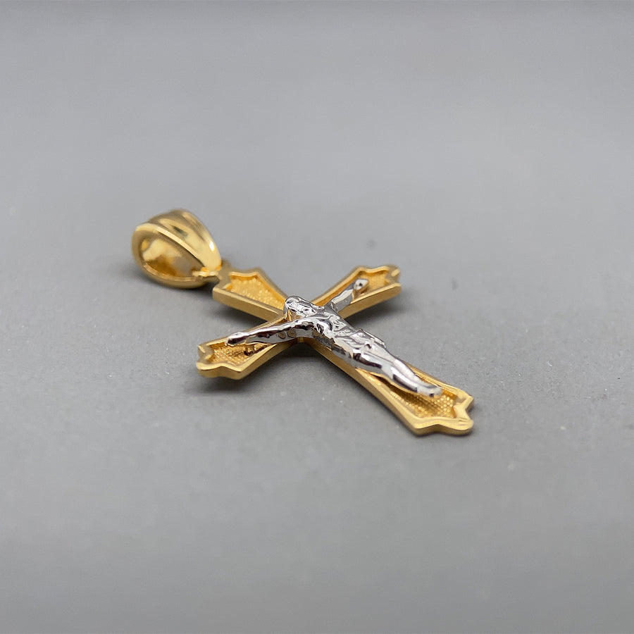 18ct Bi-Colour Gold Crucifix Pendant