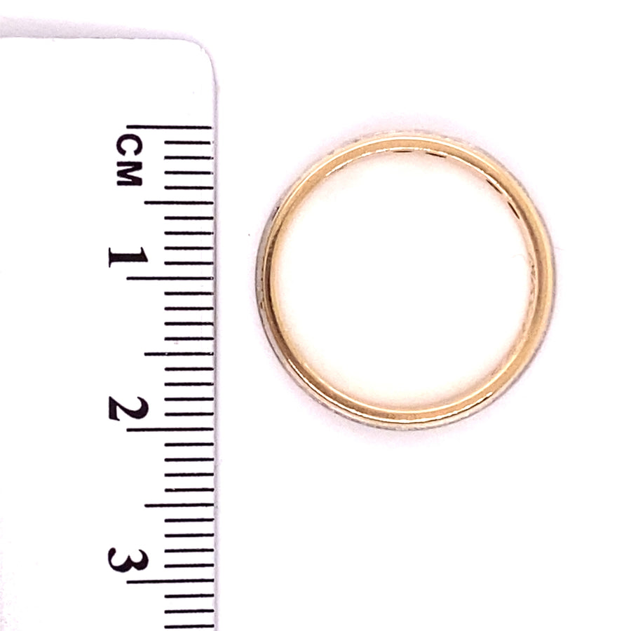 18ct Bi-Colour Gold Diamond Set Band Ring - Size M
